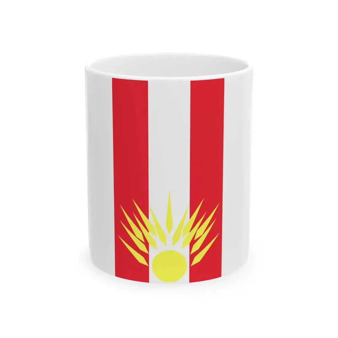Flag of Mogila Municipality Macedonia (North Macedonia) White Coffee Mug 11oz - Go Mug Yourself