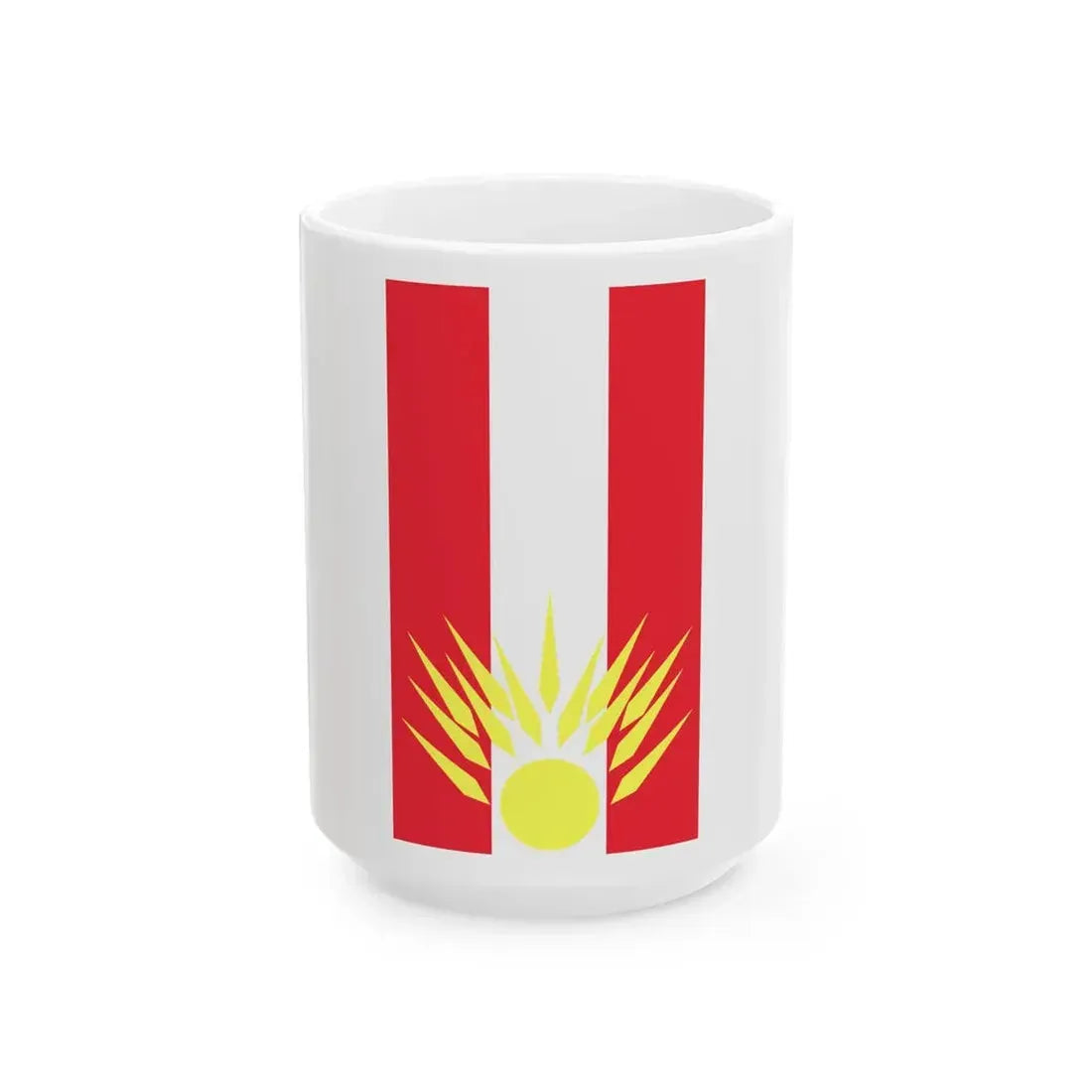 Flag of Mogila Municipality Macedonia (North Macedonia) White Coffee Mug 15oz - Go Mug Yourself