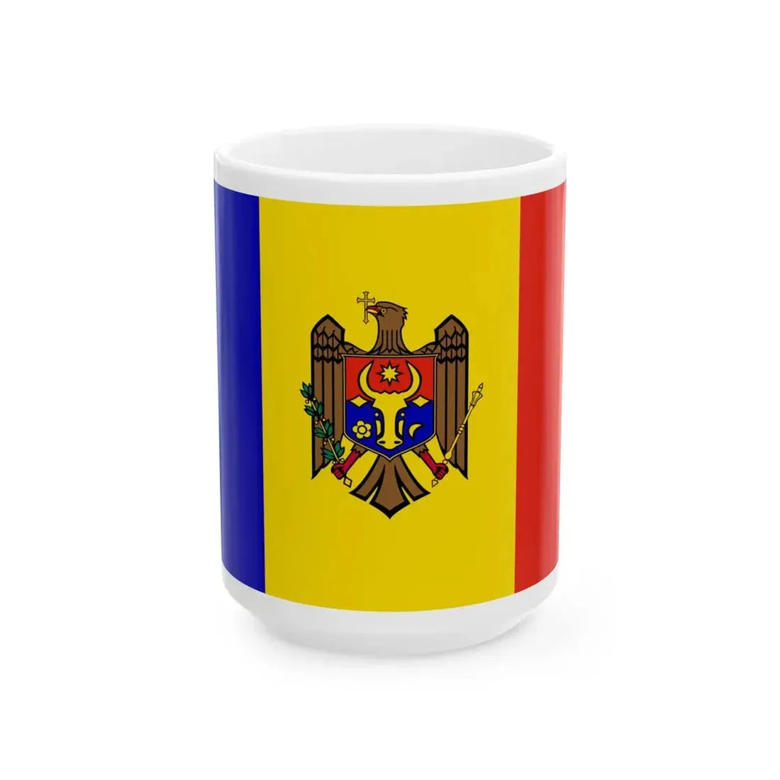Flag of Moldova Alternate color shade (Moldova) White Coffee Mug 15oz - Go Mug Yourself