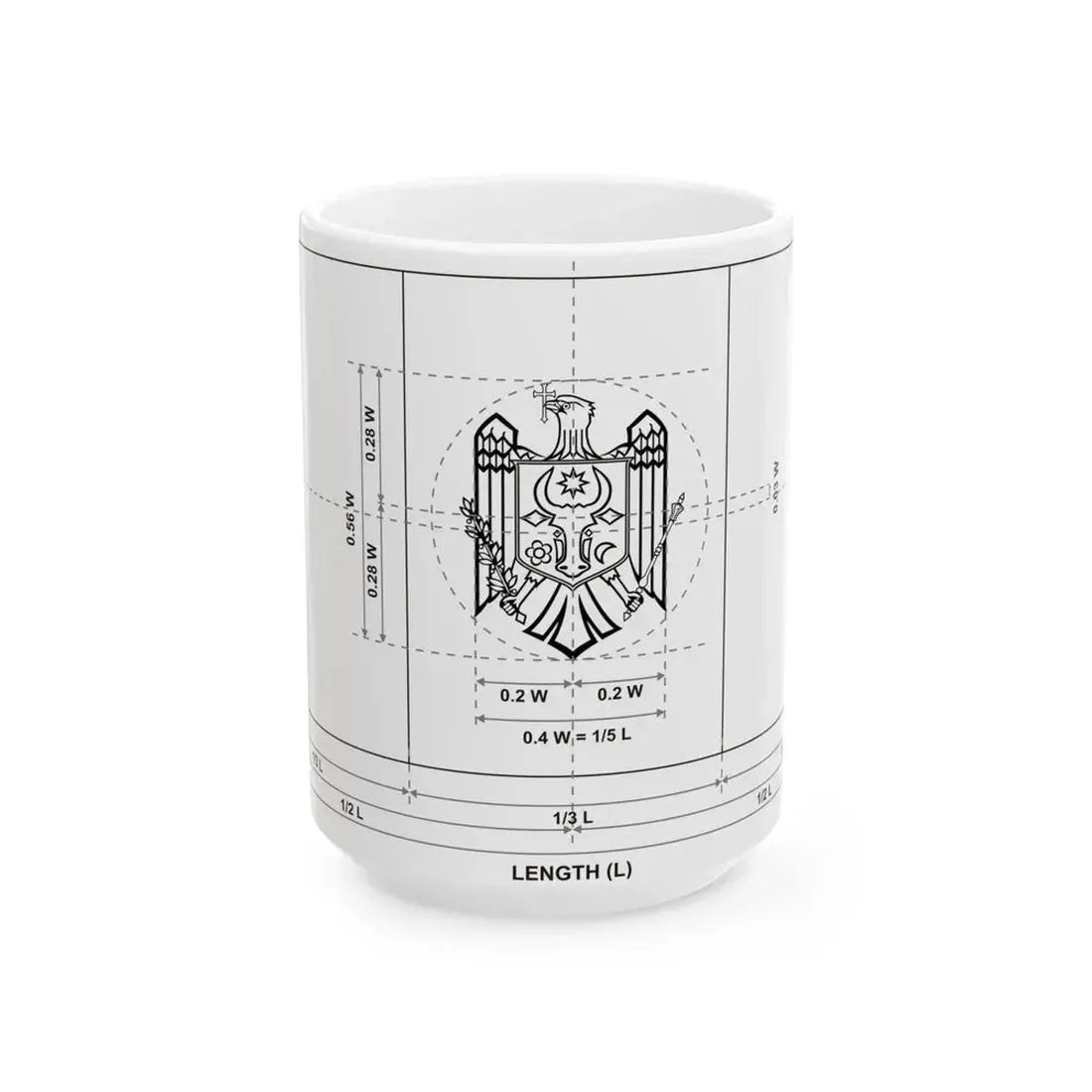 Flag of Moldova construction sheet (Moldova) White Coffee Mug 15oz - Go Mug Yourself