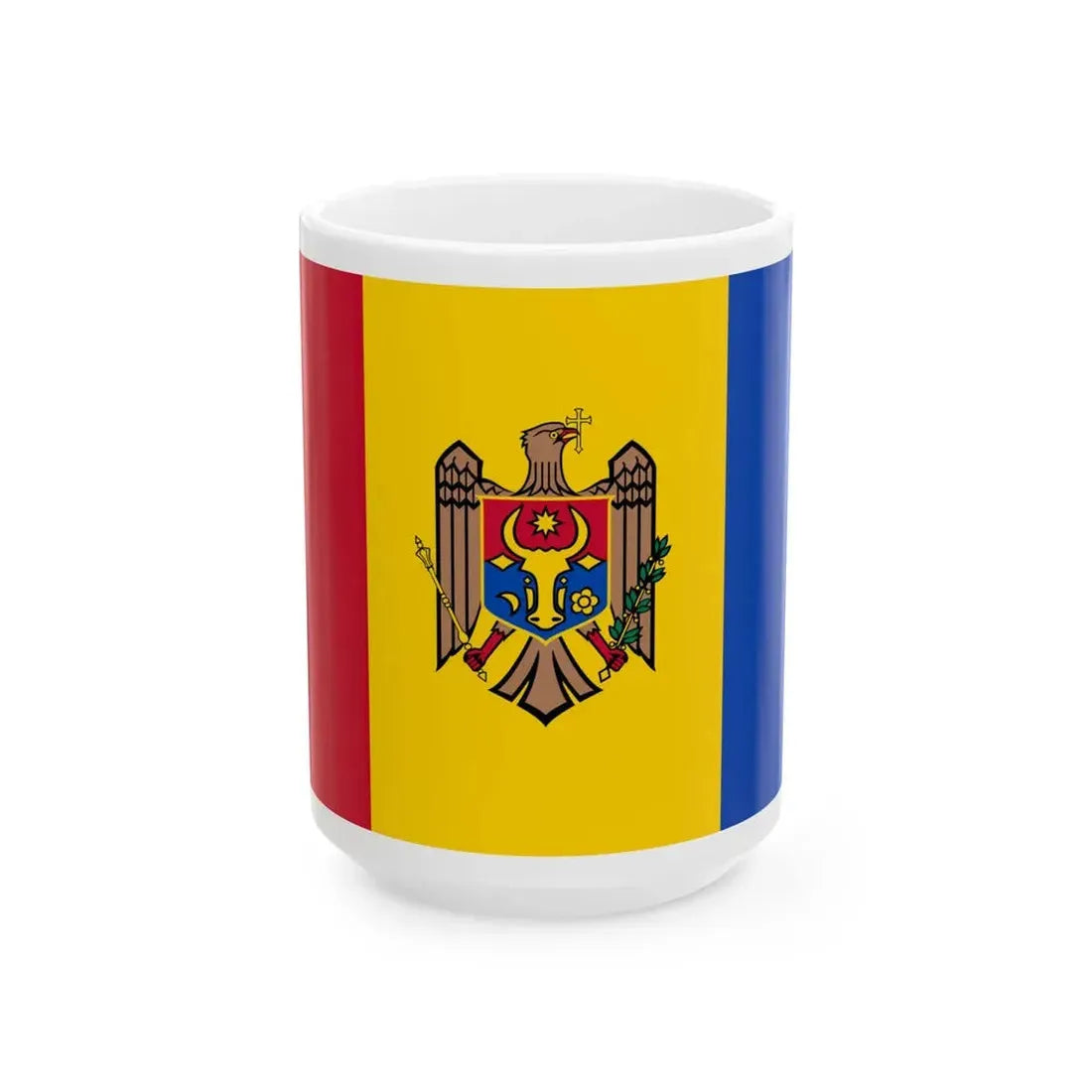 Flag of Moldova reverse (Moldova) White Coffee Mug 15oz - Go Mug Yourself
