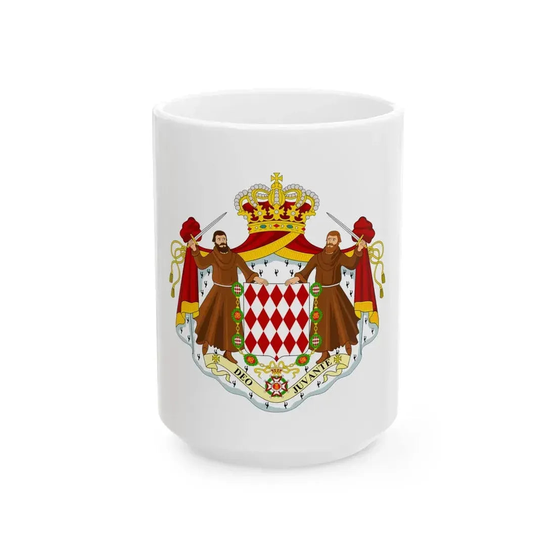 Flag of Monaco state (Monaco) White Coffee Mug 15oz - Go Mug Yourself