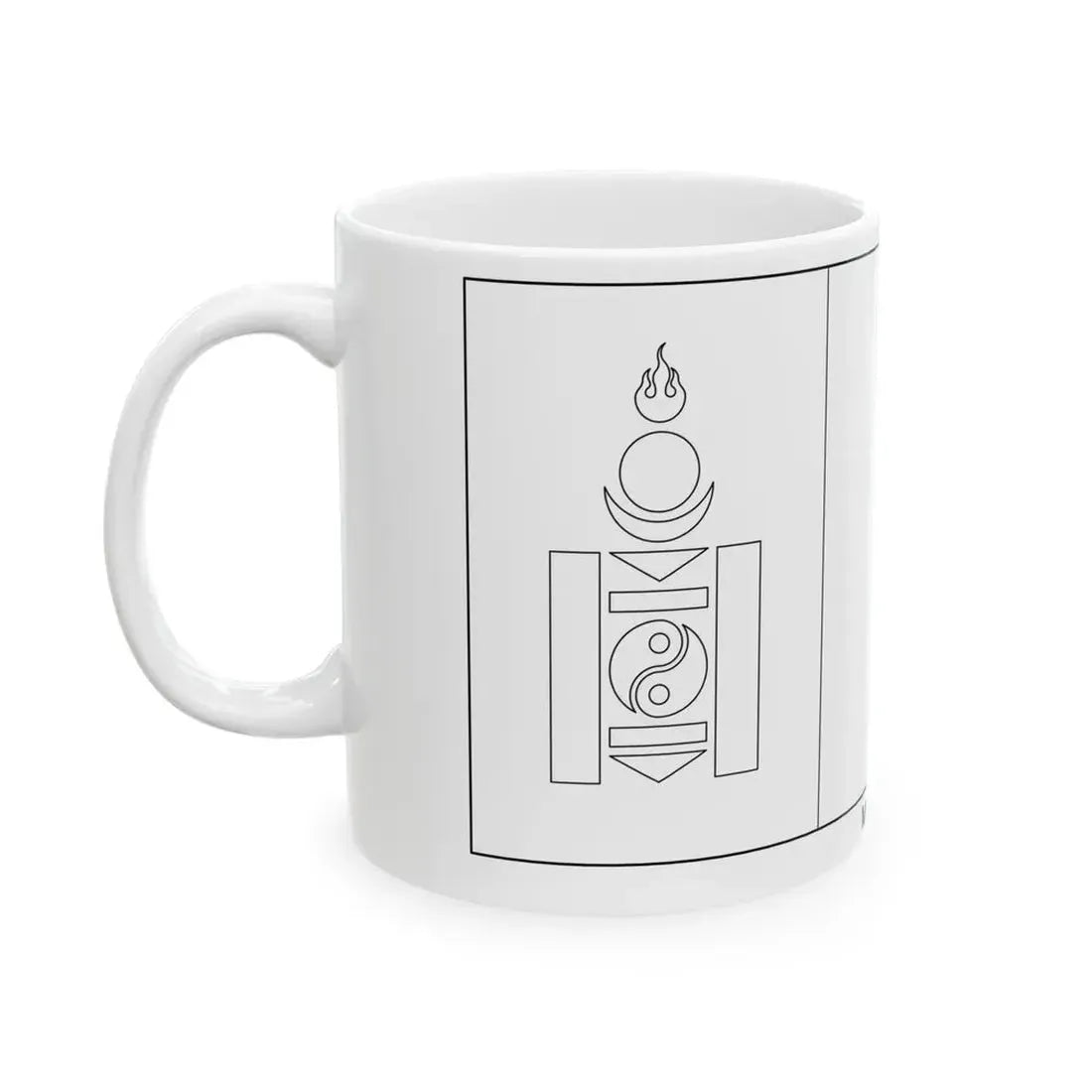 Flag of Mongolia colouring page (Mongolia) White Coffee Mug - Go Mug Yourself