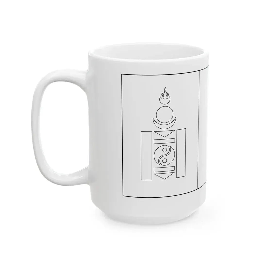 Flag of Mongolia colouring page (Mongolia) White Coffee Mug - Go Mug Yourself