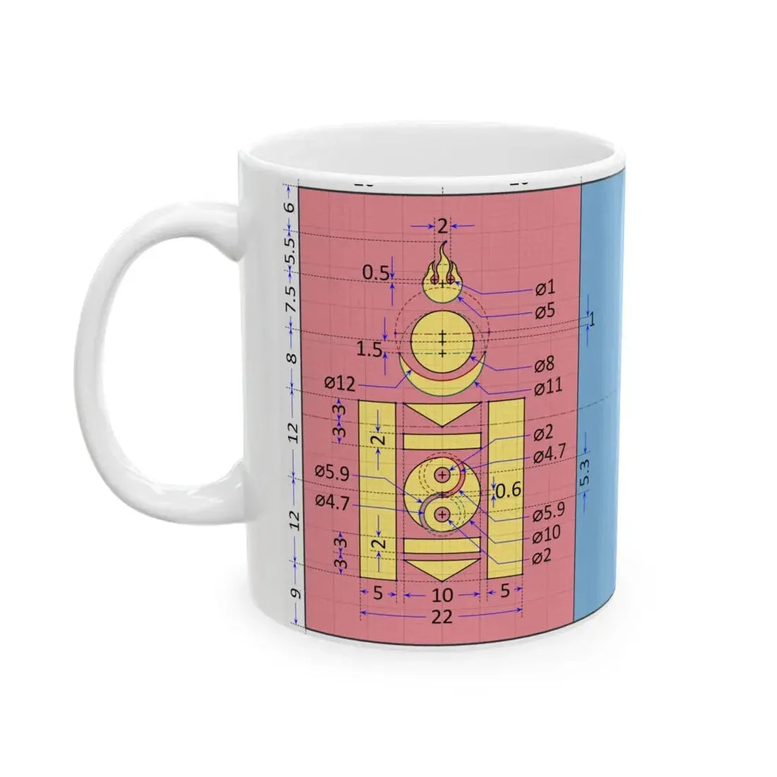 Flag of Mongolia construction sheet (Mongolia) White Coffee Mug - Go Mug Yourself