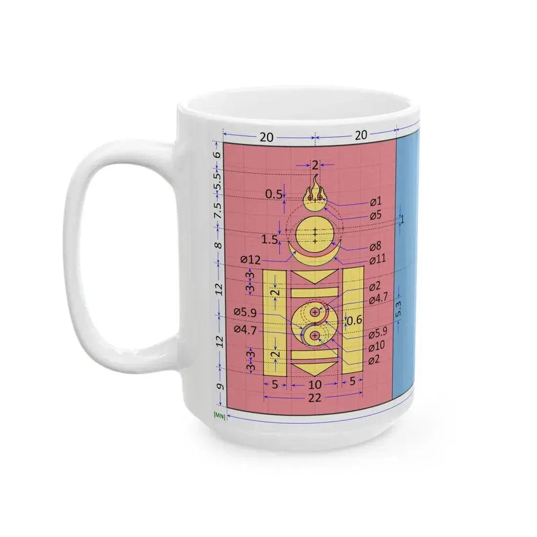 Flag of Mongolia construction sheet (Mongolia) White Coffee Mug - Go Mug Yourself