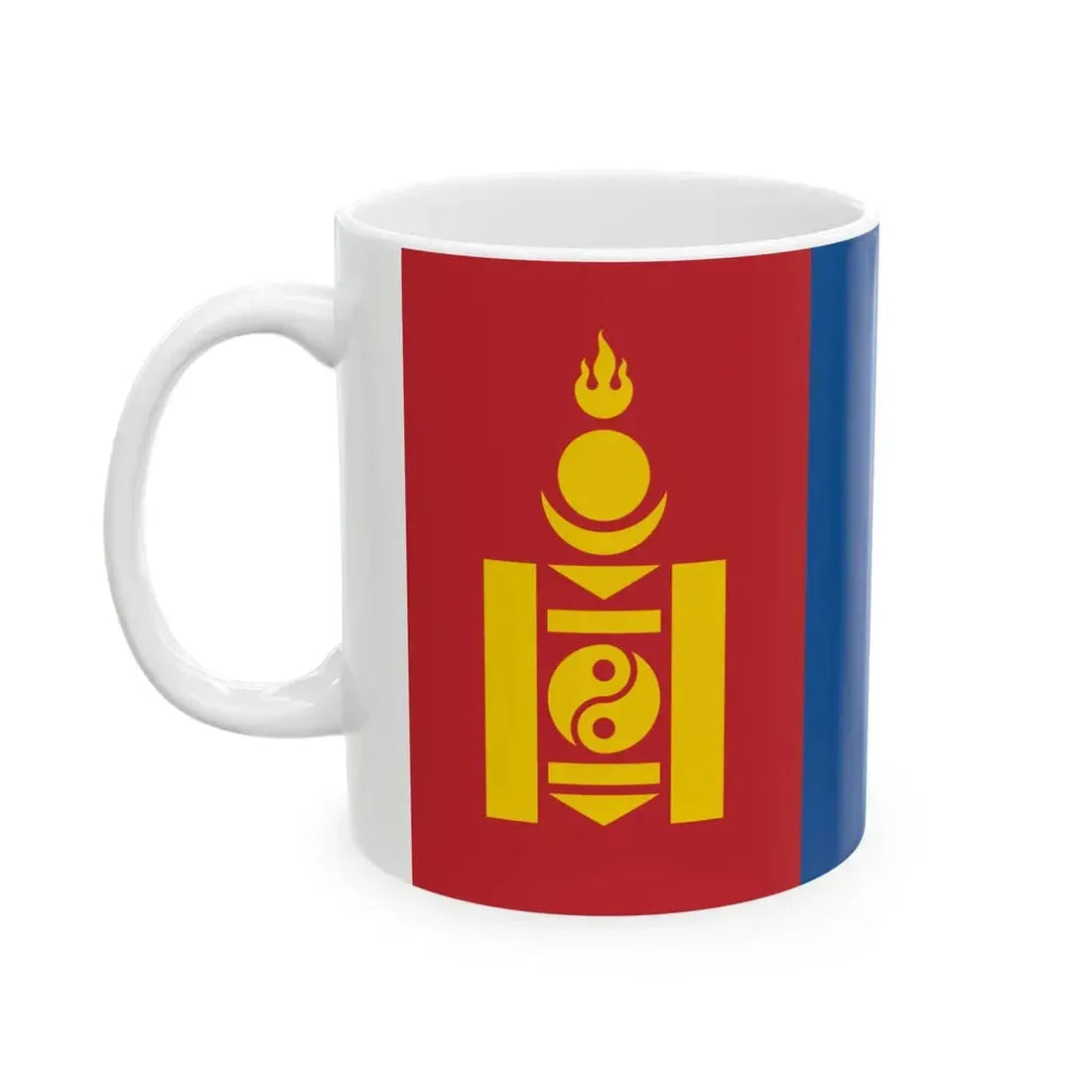 Flag of Mongolia darker colours (Mongolia) White Coffee Mug - Go Mug Yourself