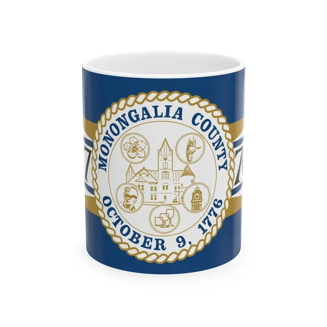 Flag of Monongalia County West Virginia (United States) White Coffee Mug 11oz - Go Mug Yourself