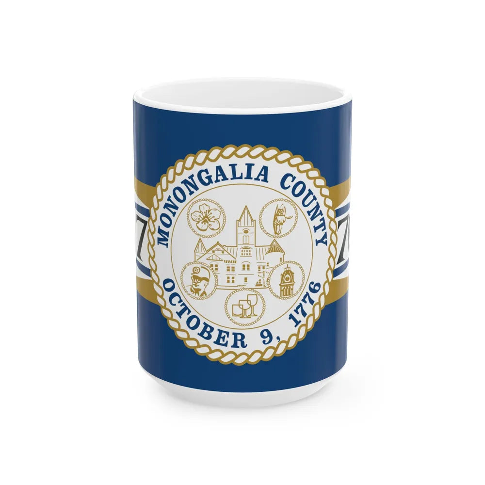 Flag of Monongalia County West Virginia (United States) White Coffee Mug 15oz - Go Mug Yourself