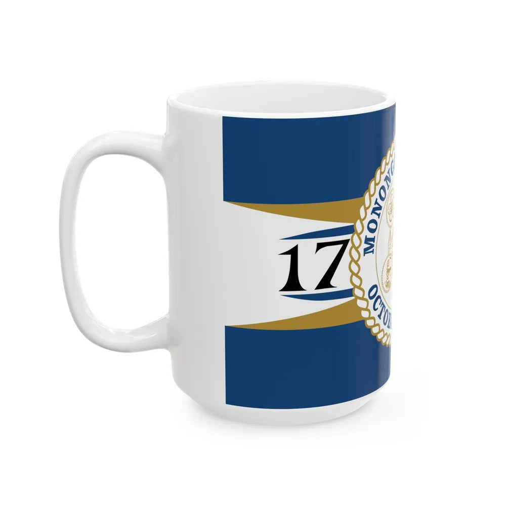Flag of Monongalia County West Virginia (United States) White Coffee Mug - Go Mug Yourself