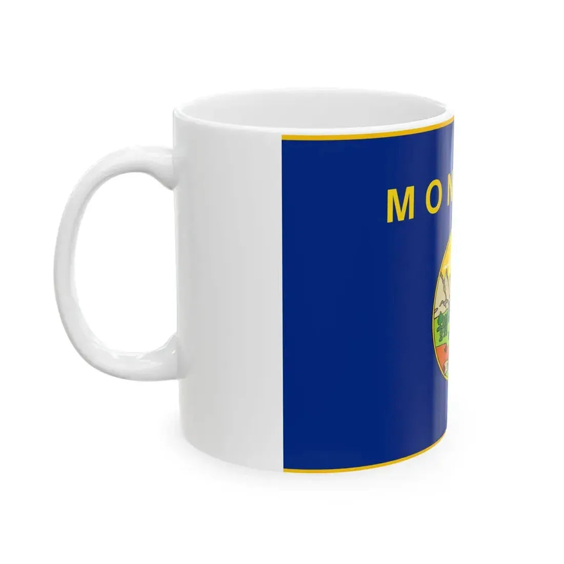Flag of Montana fringed (United States) White Coffee Mug - Go Mug Yourself