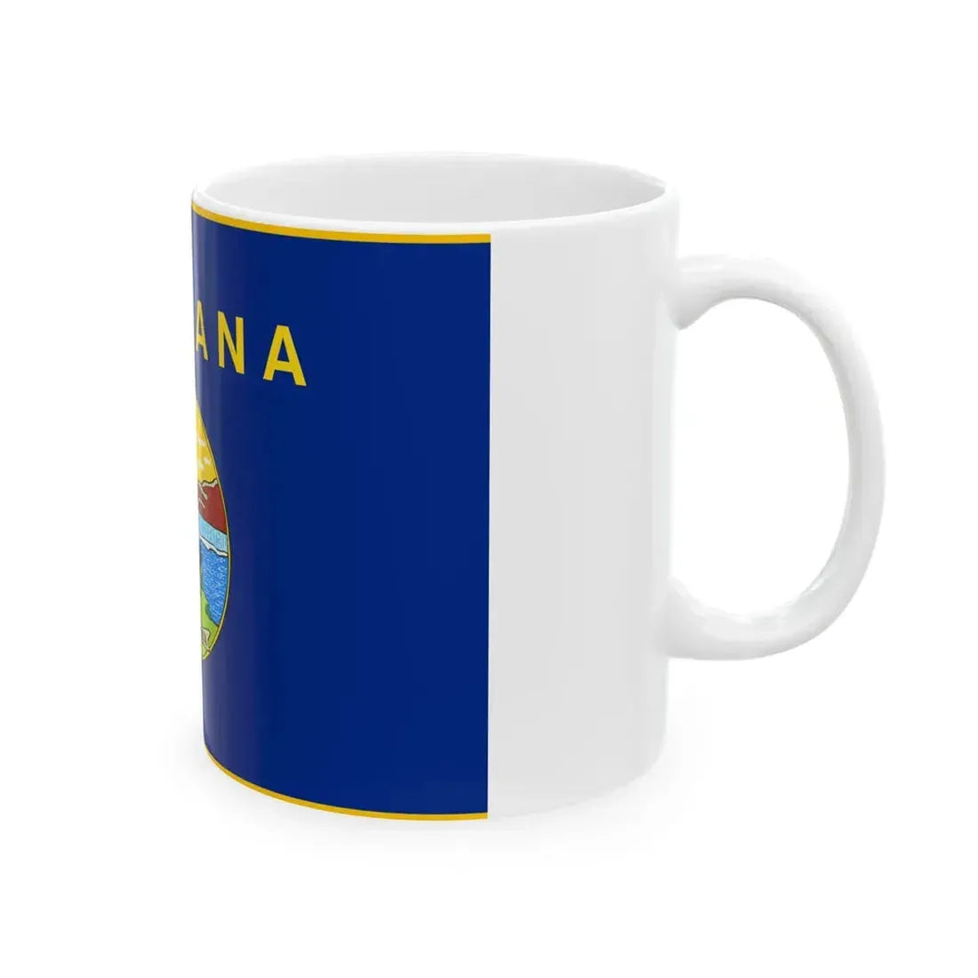 Flag of Montana fringed (United States) White Coffee Mug - Go Mug Yourself