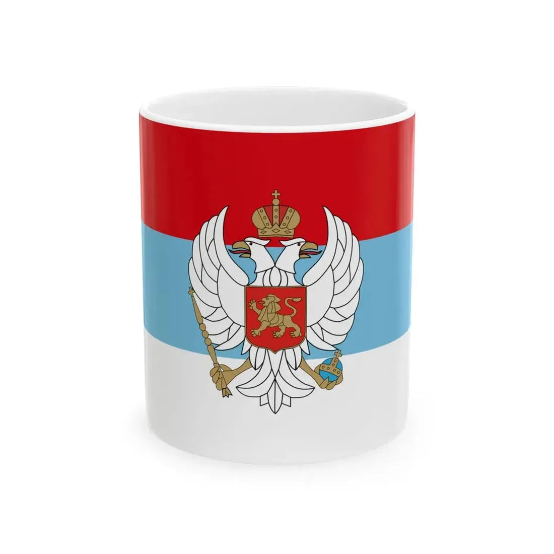 Flag of Montenegro 1993-2004 with coat of arms (Montenegro) White Coffee Mug 11oz - Go Mug Yourself
