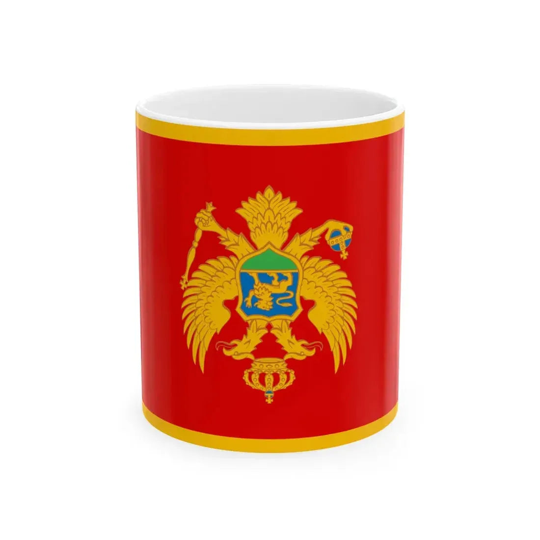 Flag of Montenegro upside down (Montenegro) White Coffee Mug 11oz - Go Mug Yourself
