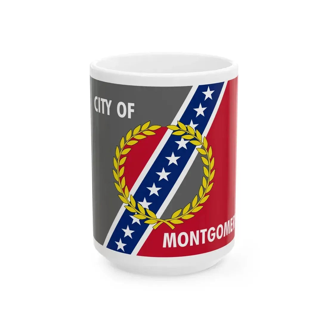 Flag of Montgomery Alabama (United States) White Coffee Mug 15oz - Go Mug Yourself