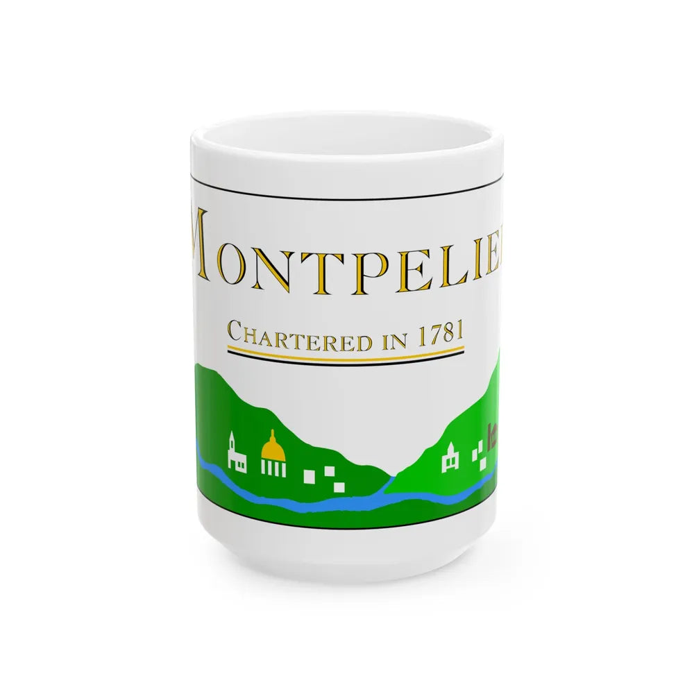 Flag of Montpelier Vermont 2000-2017 (United States) White Coffee Mug 15oz - Go Mug Yourself