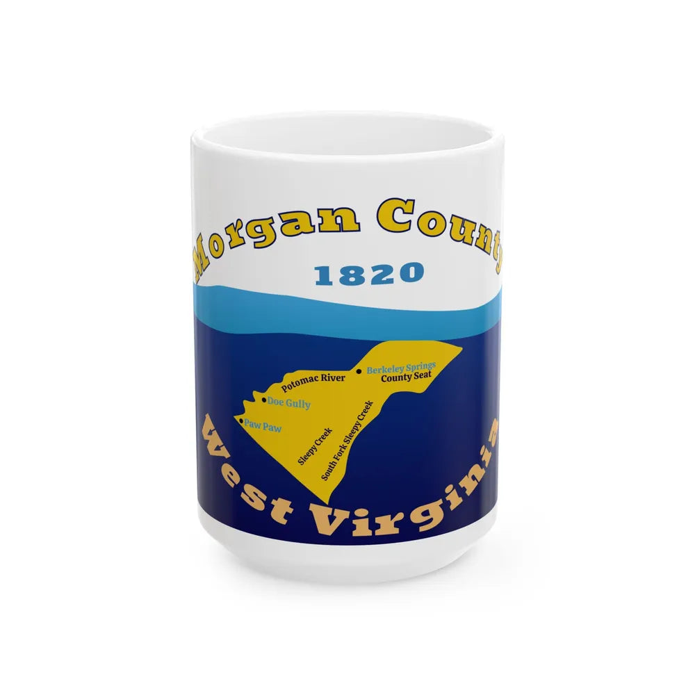 Flag of Morgan County West Virginia (United States) White Coffee Mug 15oz - Go Mug Yourself