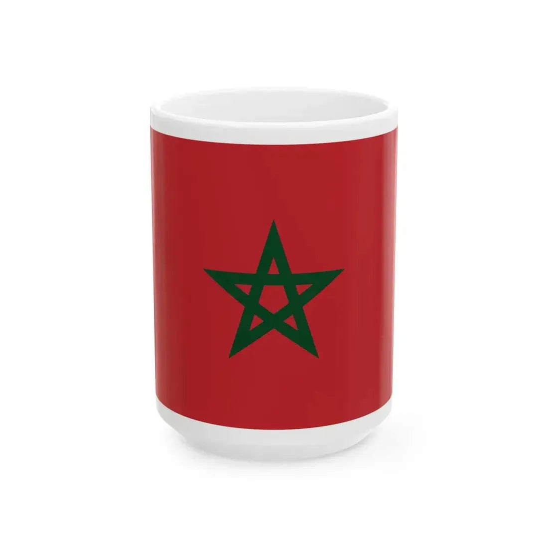 Flag of Morocco unbordered dark green (Morocco) White Coffee Mug 15oz - Go Mug Yourself