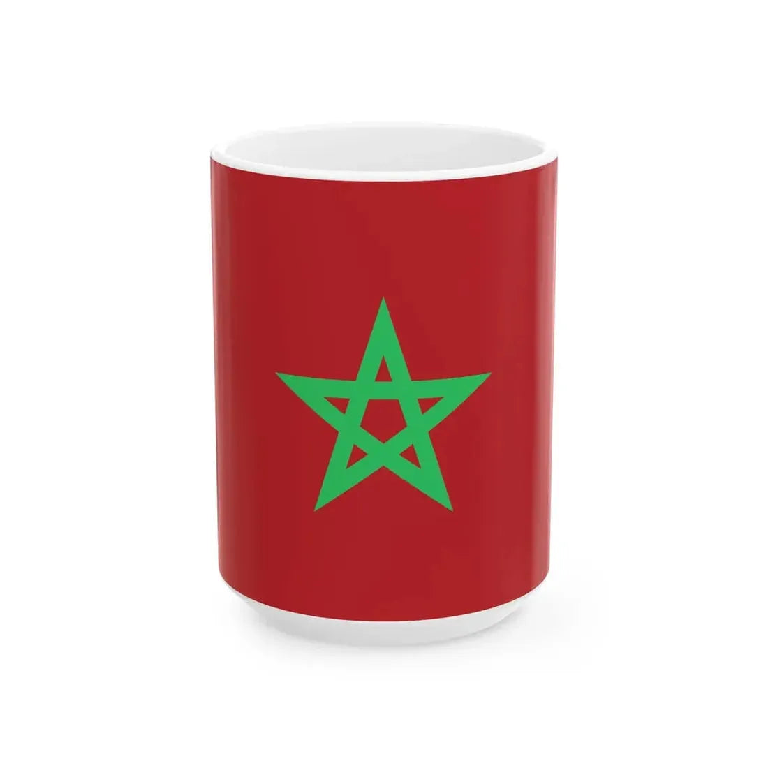 Flag of Morocco unbordered light green (Morocco) White Coffee Mug 15oz - Go Mug Yourself