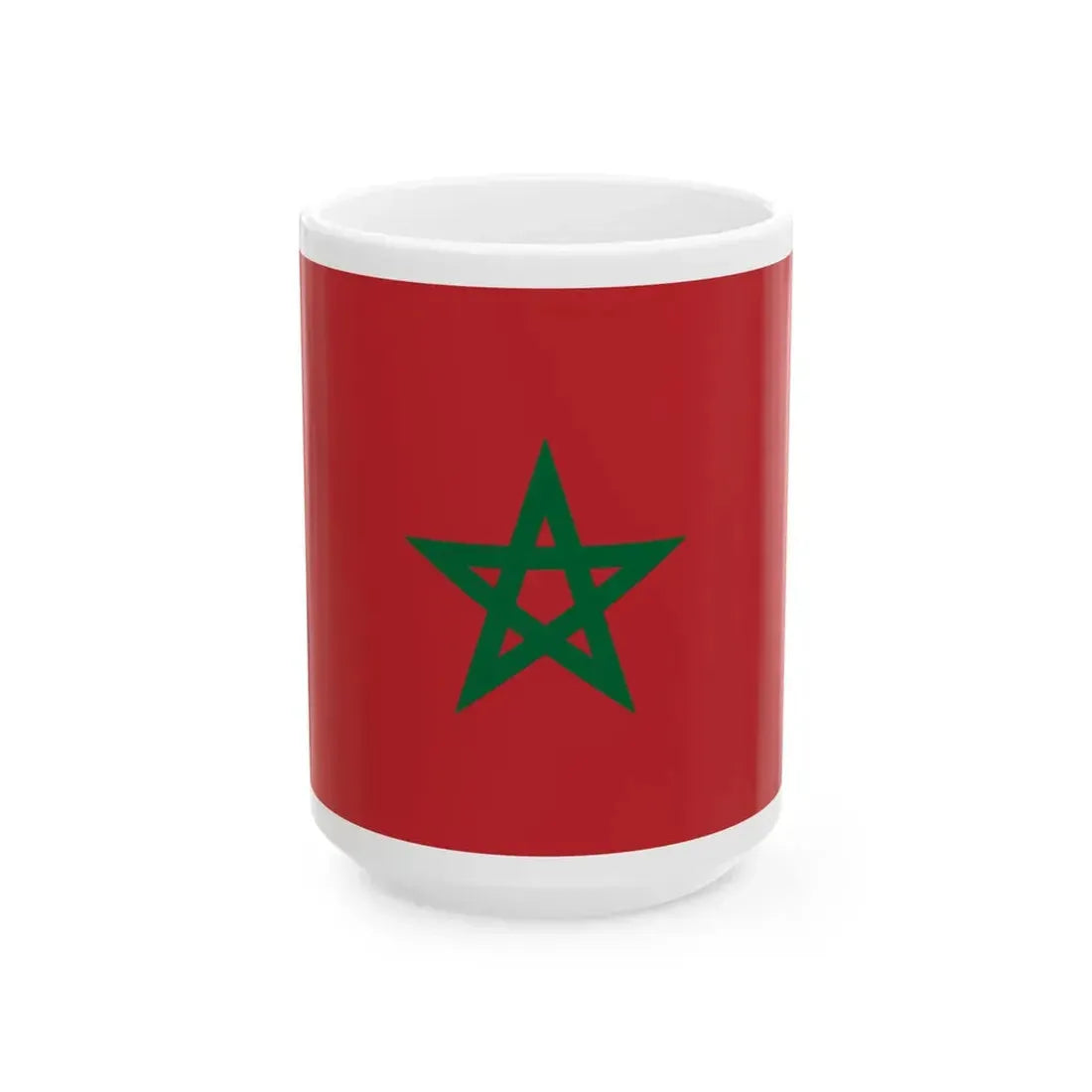 Flag of Morocco unbordered (Morocco) White Coffee Mug 15oz - Go Mug Yourself