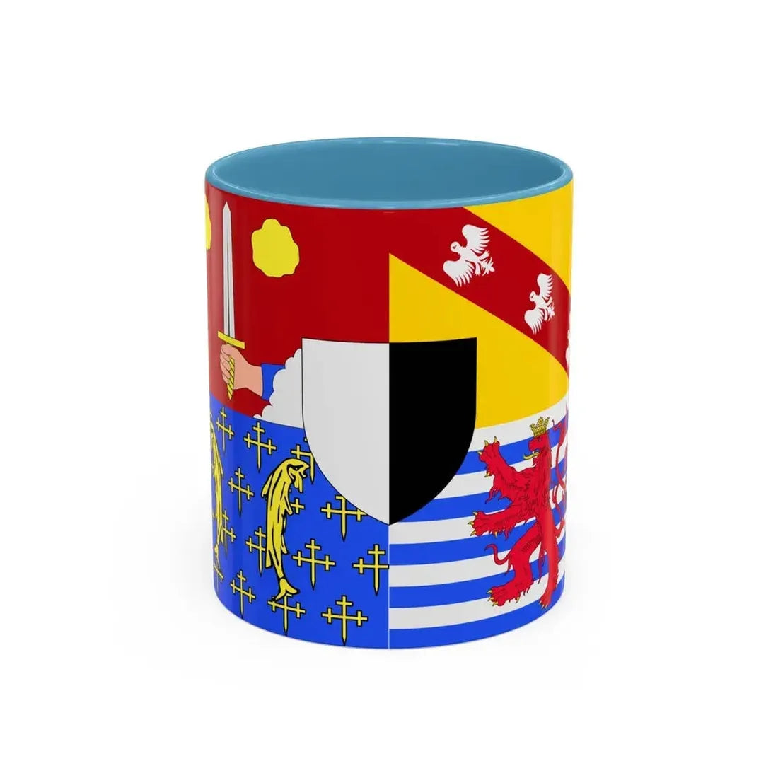 Flag of Moselle France 2 - Accent Coffee Mug 11oz Light Blue - Go Mug Yourself
