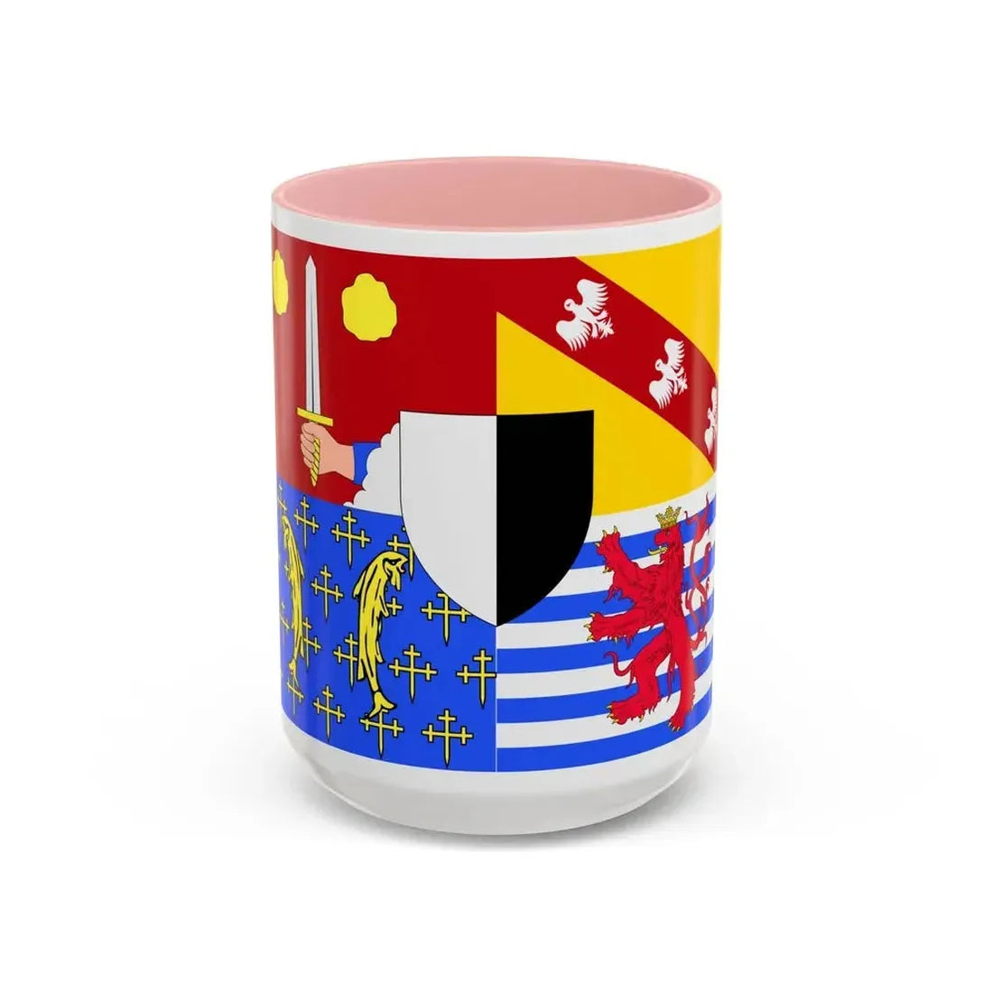 Flag of Moselle France 2 - Accent Coffee Mug 15oz Pink - Go Mug Yourself