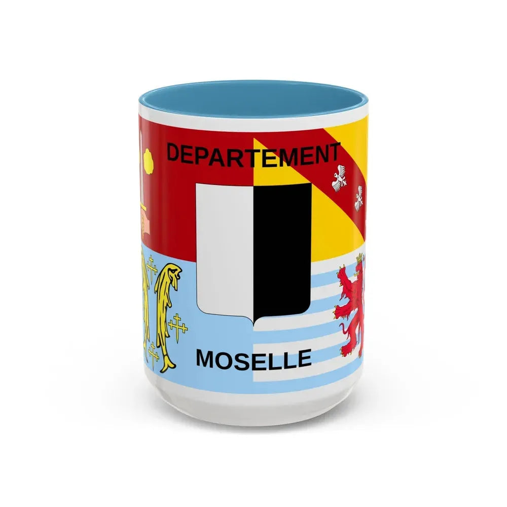 Flag of Moselle France - Accent Coffee Mug 15oz Light Blue - Go Mug Yourself