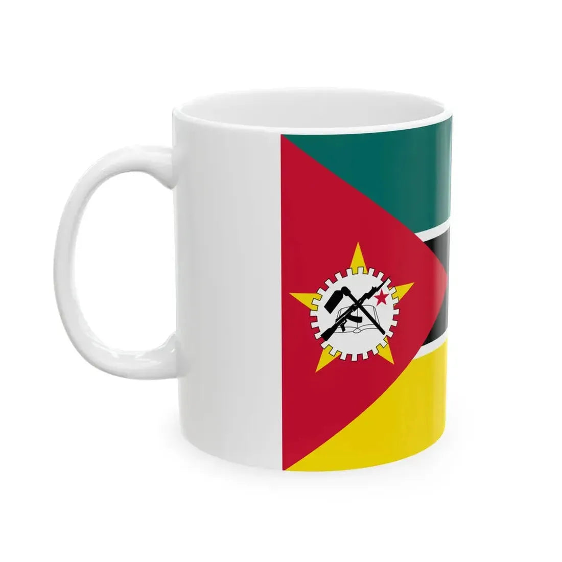 Flag of Mozambique 1983 2-3 (Mozambique) White Coffee Mug - Go Mug Yourself