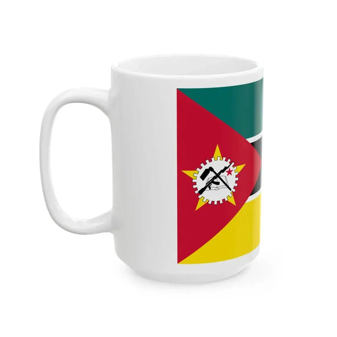 Flag of Mozambique 1983 2-3 (Mozambique) White Coffee Mug - Go Mug Yourself
