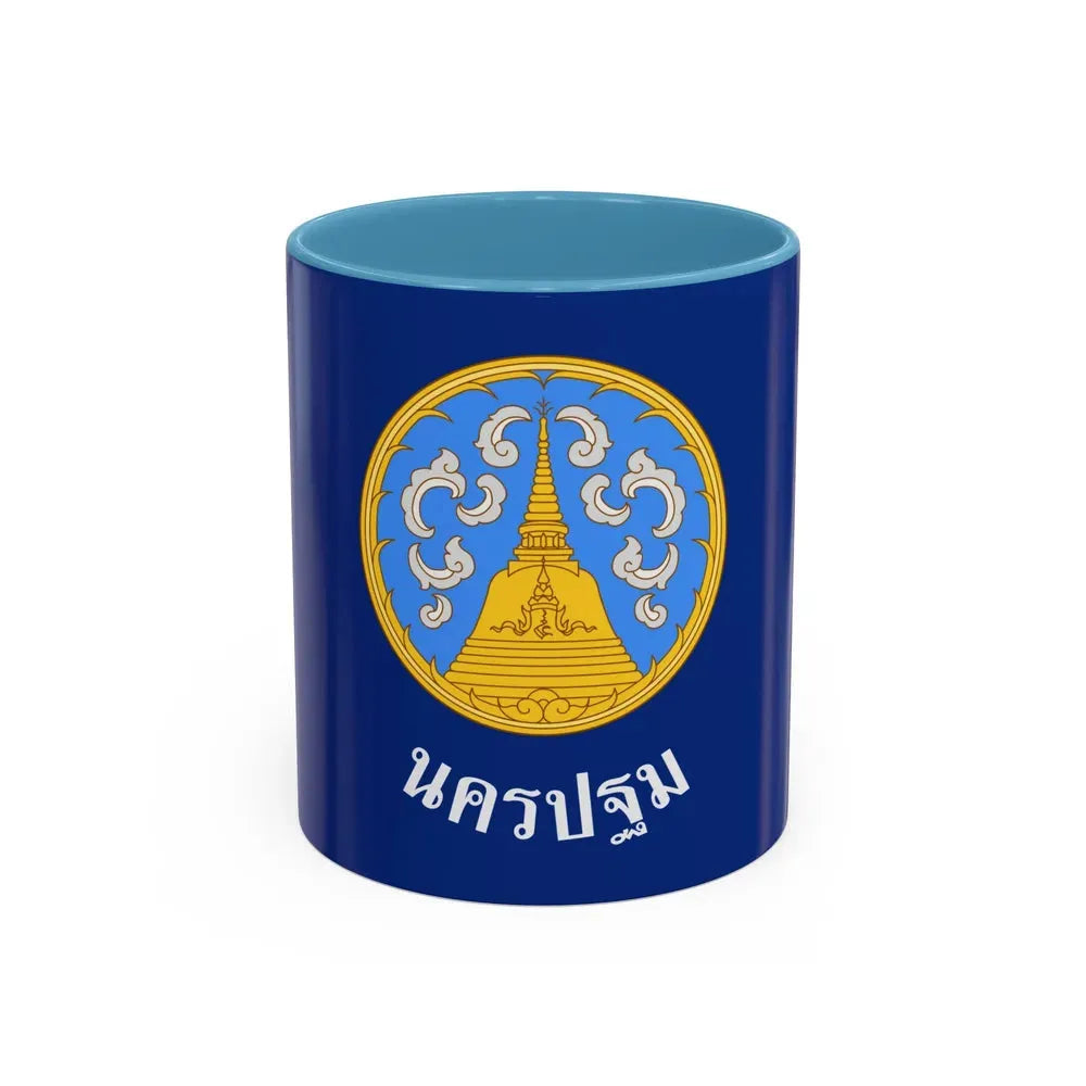 Flag of Nakhon Pathom Province Thailand - Accent Coffee Mug 11oz Light Blue - Go Mug Yourself