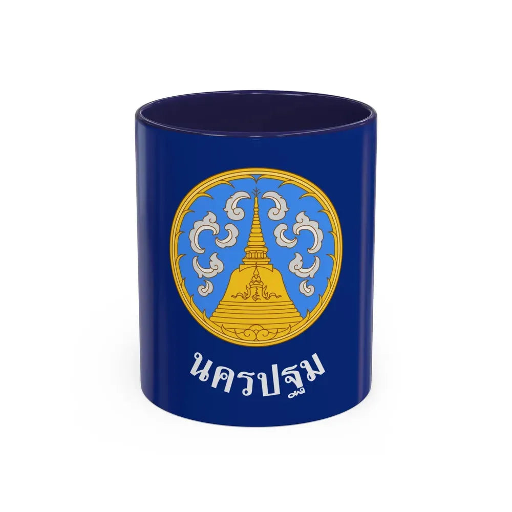 Flag of Nakhon Pathom Province Thailand - Accent Coffee Mug 11oz Navy - Go Mug Yourself