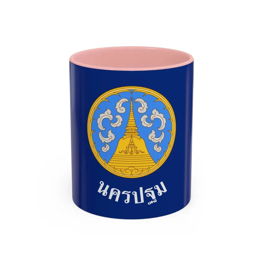 Flag of Nakhon Pathom Province Thailand - Accent Coffee Mug 11oz Pink - Go Mug Yourself