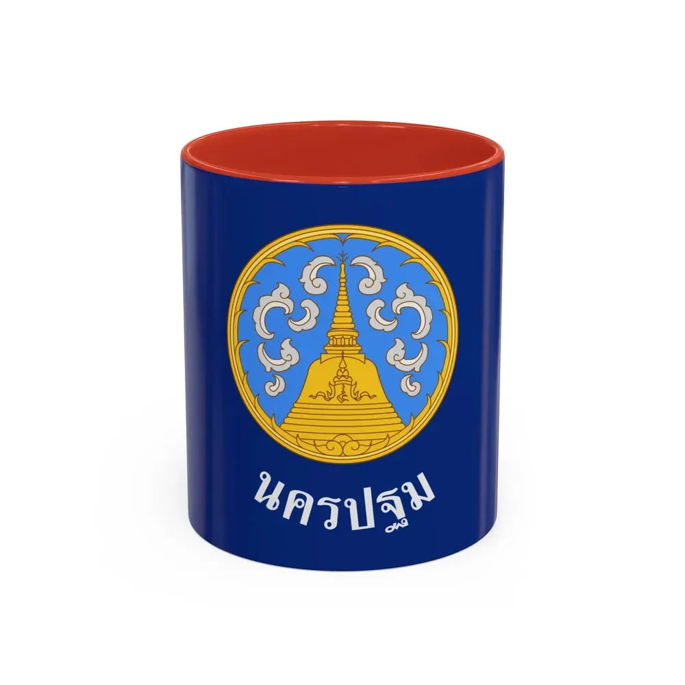 Flag of Nakhon Pathom Province Thailand - Accent Coffee Mug 11oz Red - Go Mug Yourself