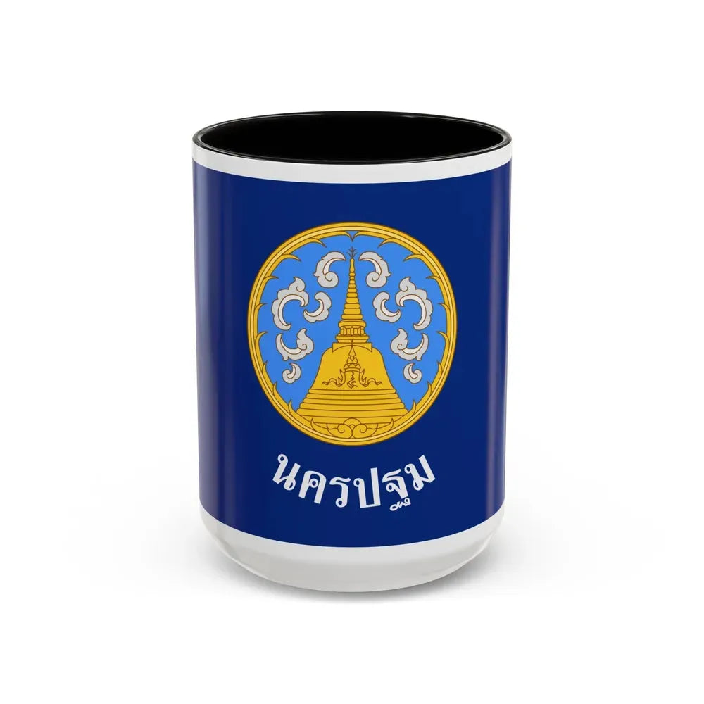 Flag of Nakhon Pathom Province Thailand - Accent Coffee Mug 15oz Black - Go Mug Yourself