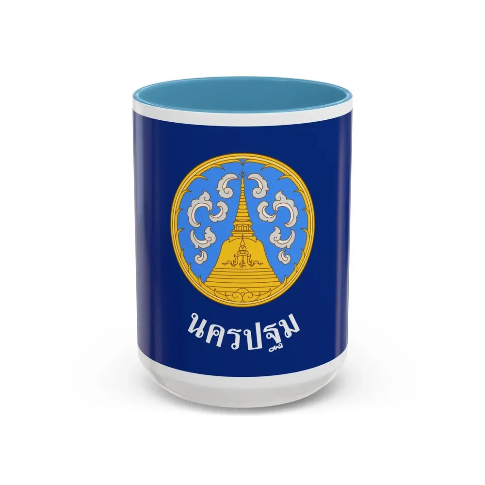 Flag of Nakhon Pathom Province Thailand - Accent Coffee Mug 15oz Light Blue - Go Mug Yourself