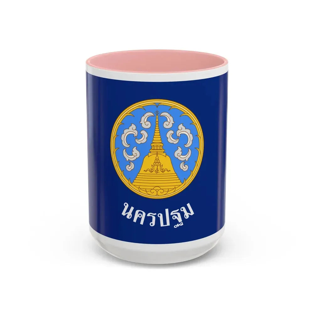 Flag of Nakhon Pathom Province Thailand - Accent Coffee Mug 15oz Pink - Go Mug Yourself