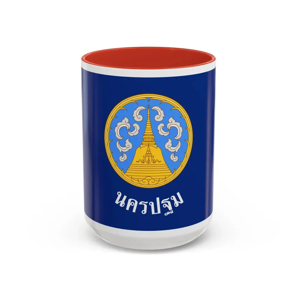 Flag of Nakhon Pathom Province Thailand - Accent Coffee Mug 15oz Red - Go Mug Yourself