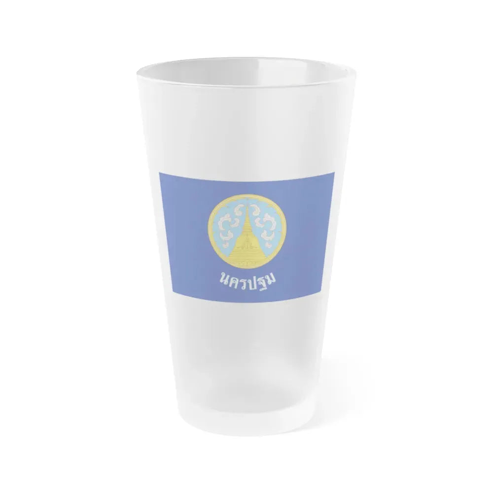 Flag of Nakhon Pathom Province Thailand - Frosted Pint Glass 16oz 16oz Frosted - Go Mug Yourself