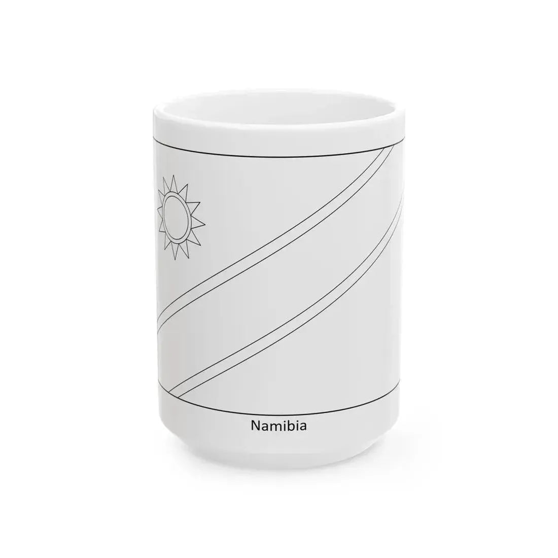 Flag of Namibia colouring page (Namibia) White Coffee Mug 15oz - Go Mug Yourself