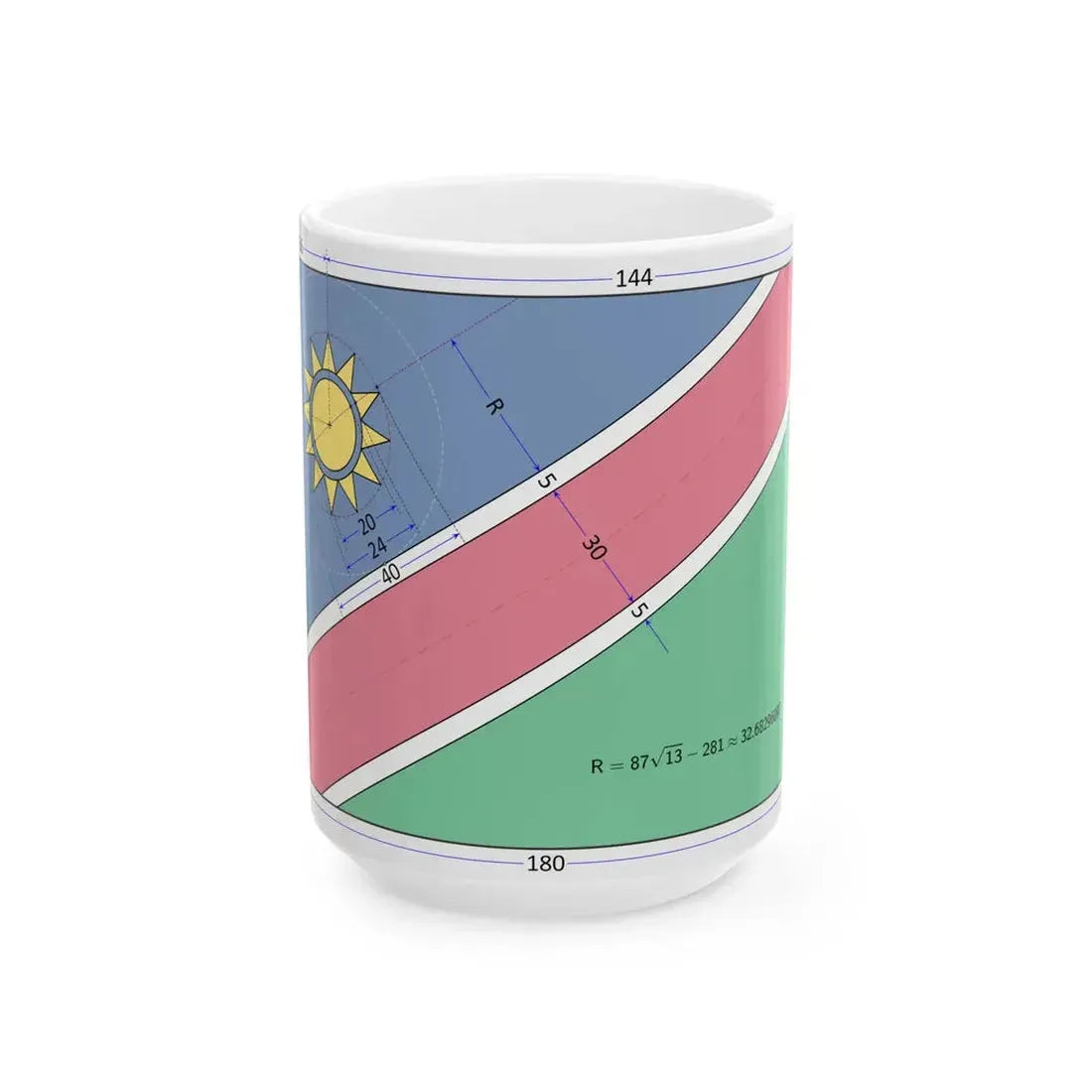Flag of Namibia construction sheet (Namibia) White Coffee Mug 15oz - Go Mug Yourself