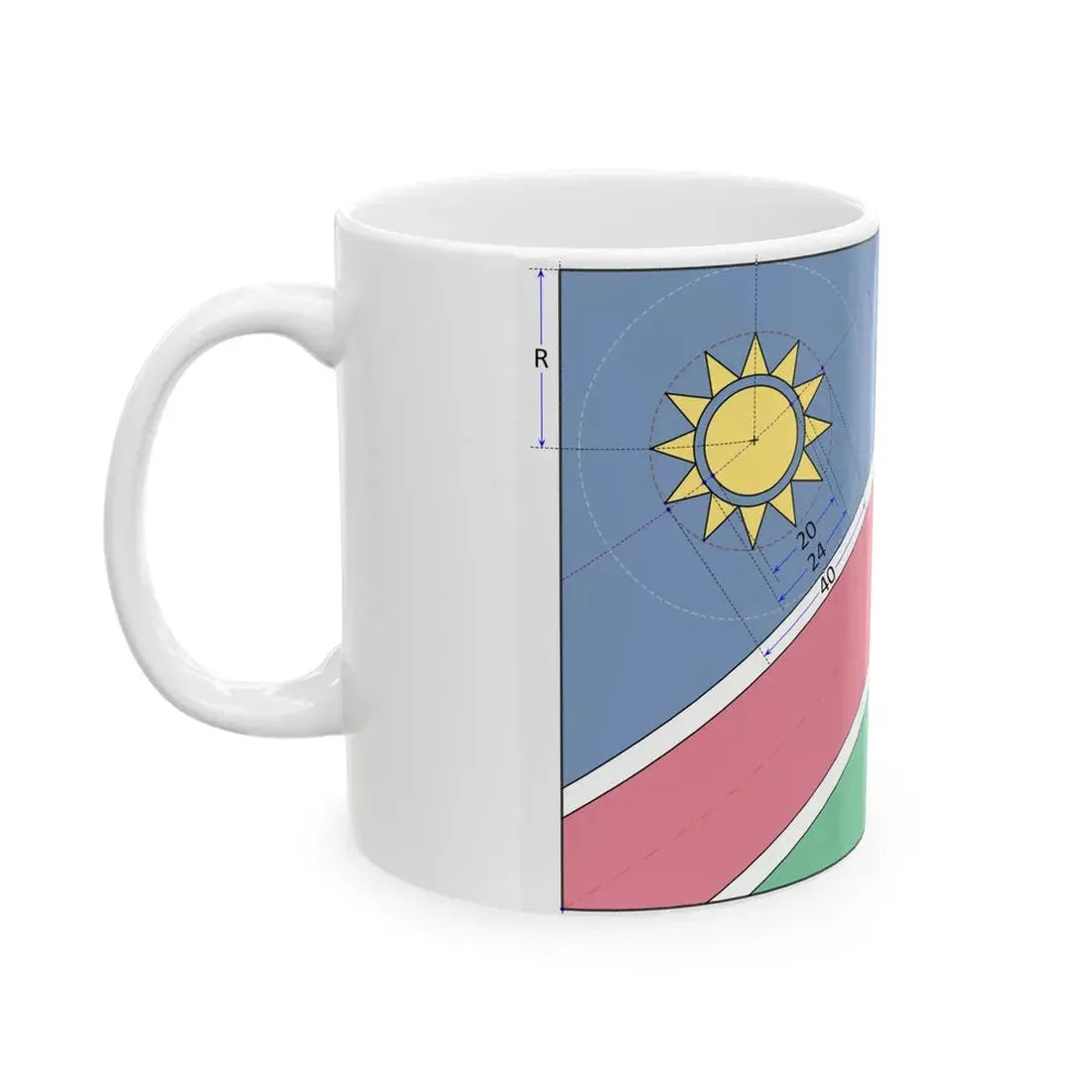 Flag of Namibia construction sheet (Namibia) White Coffee Mug - Go Mug Yourself