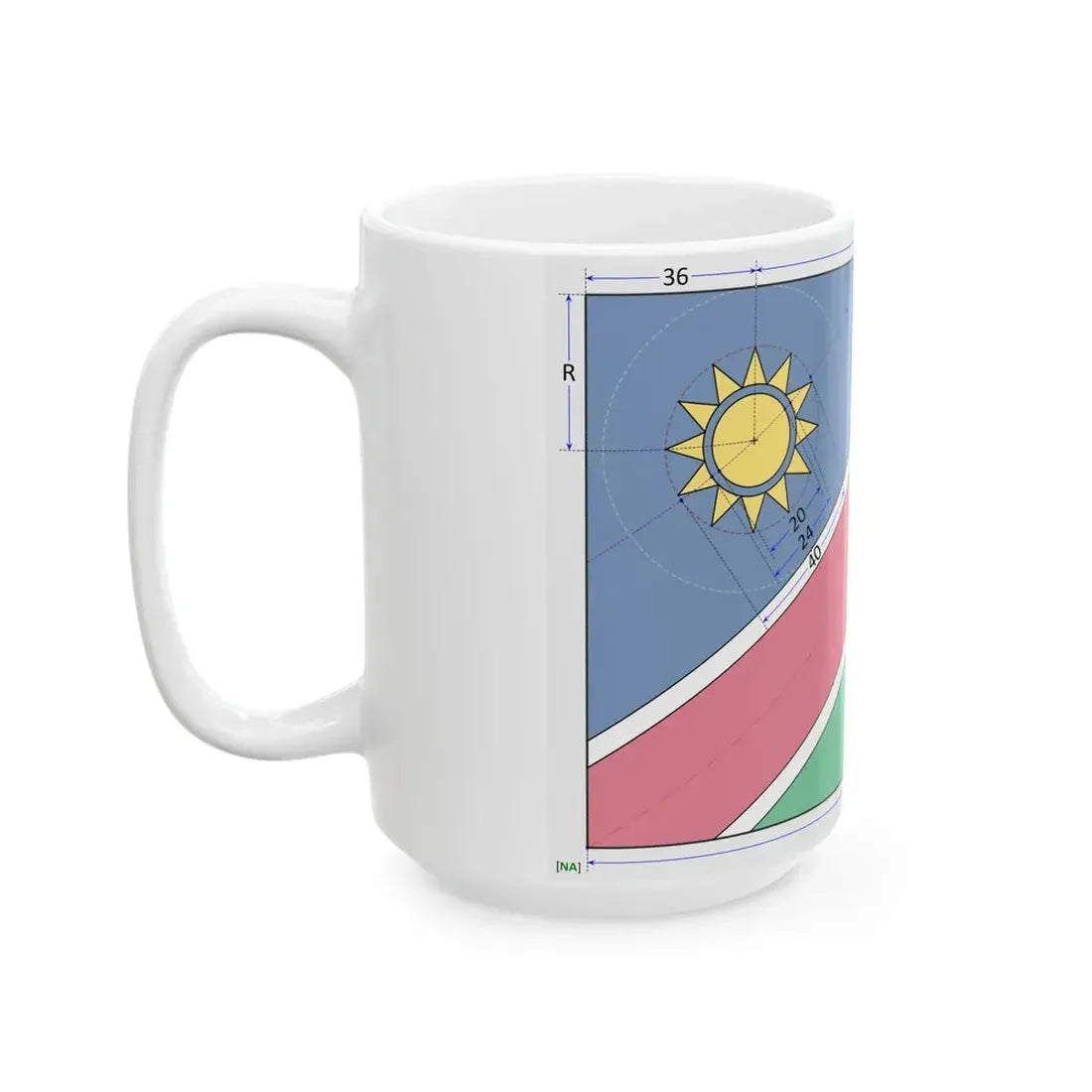 Flag of Namibia construction sheet (Namibia) White Coffee Mug - Go Mug Yourself