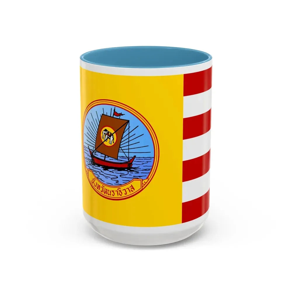 Flag of Naratiwat Province Thailand - Accent Coffee Mug 15oz Light Blue - Go Mug Yourself