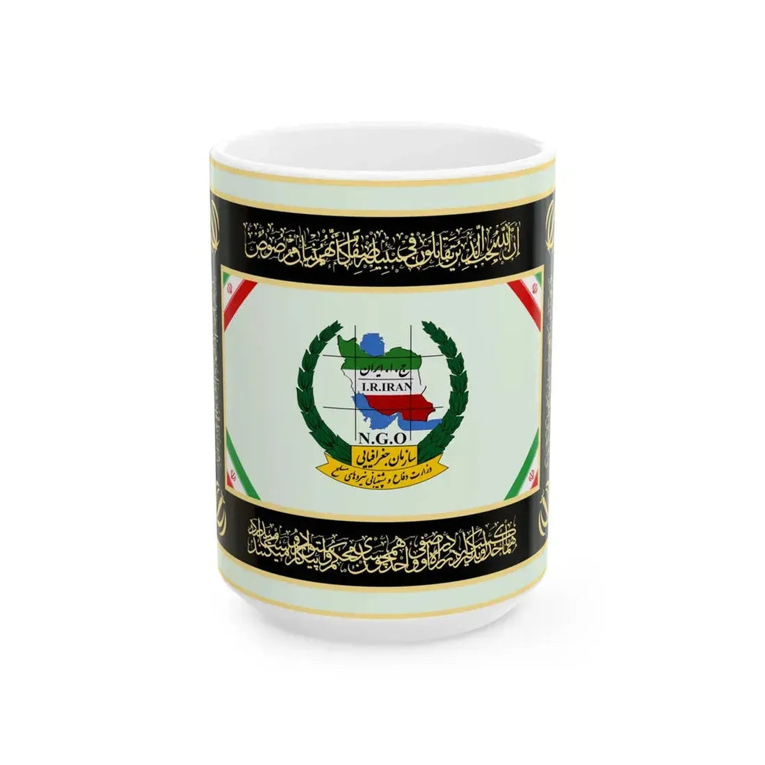 Flag of National Geographical Organization of Iranian Armed Forces (Iran) White Coffee Mug 15oz - Go Mug Yourself