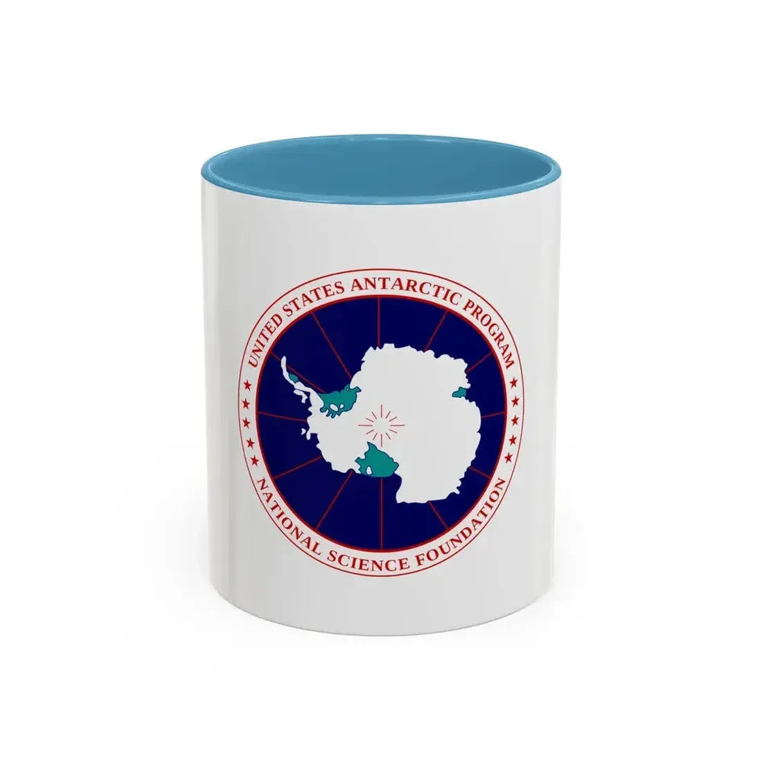 Flag of National Science Foundation Antarctic Program - Accent Coffee Mug 11oz Light Blue - Go Mug Yourself
