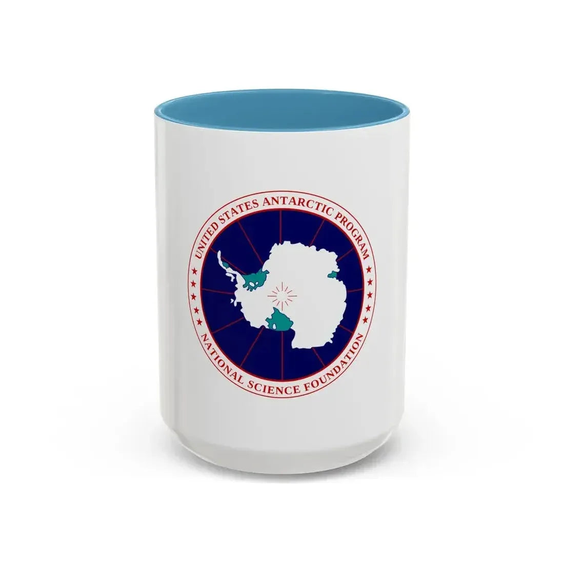 Flag of National Science Foundation Antarctic Program - Accent Coffee Mug 15oz Light Blue - Go Mug Yourself