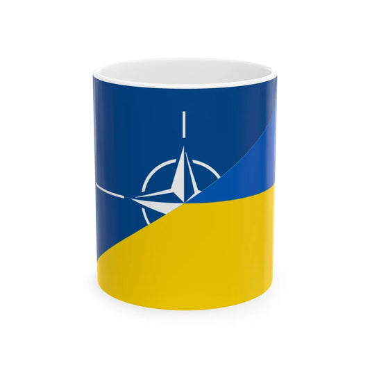 Flag of NATO and Ukraine (Ukraine) White Coffee Mug 11oz - Go Mug Yourself