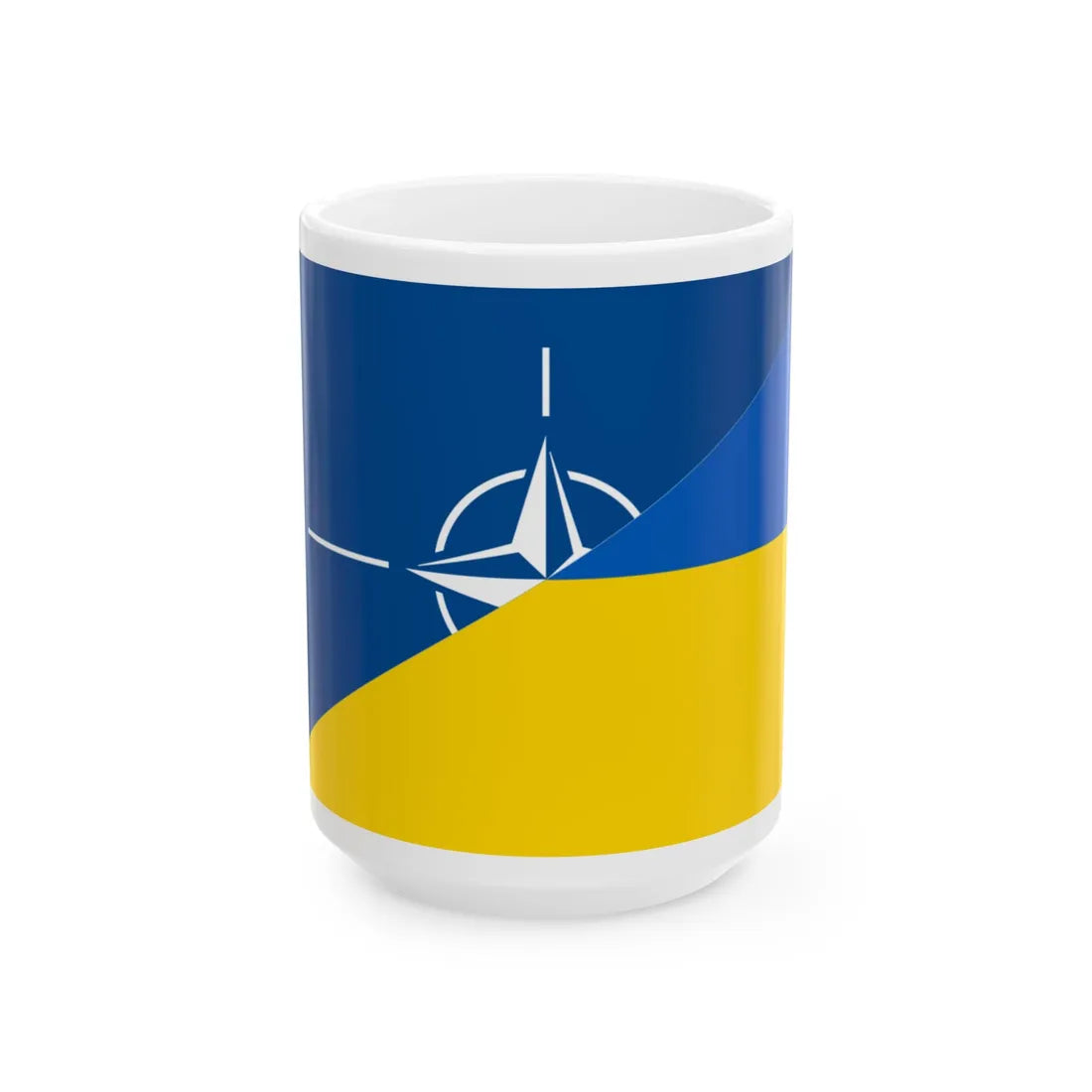 Flag of NATO and Ukraine (Ukraine) White Coffee Mug 15oz - Go Mug Yourself
