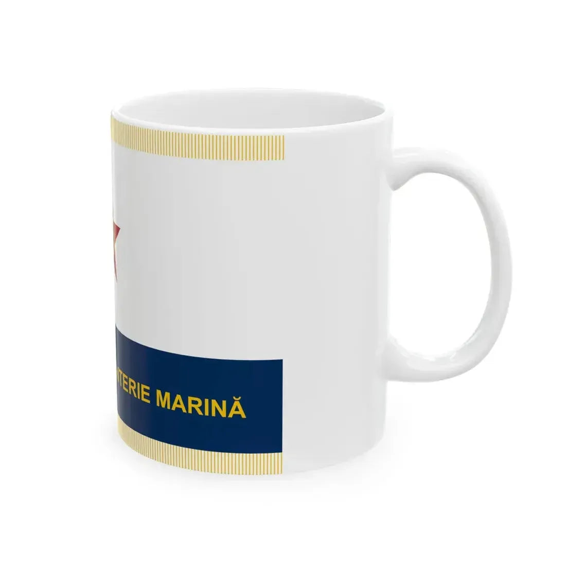 Flag of Naval Force of Romania 1950-1965 reverse (Oman) White Coffee Mug - Go Mug Yourself
