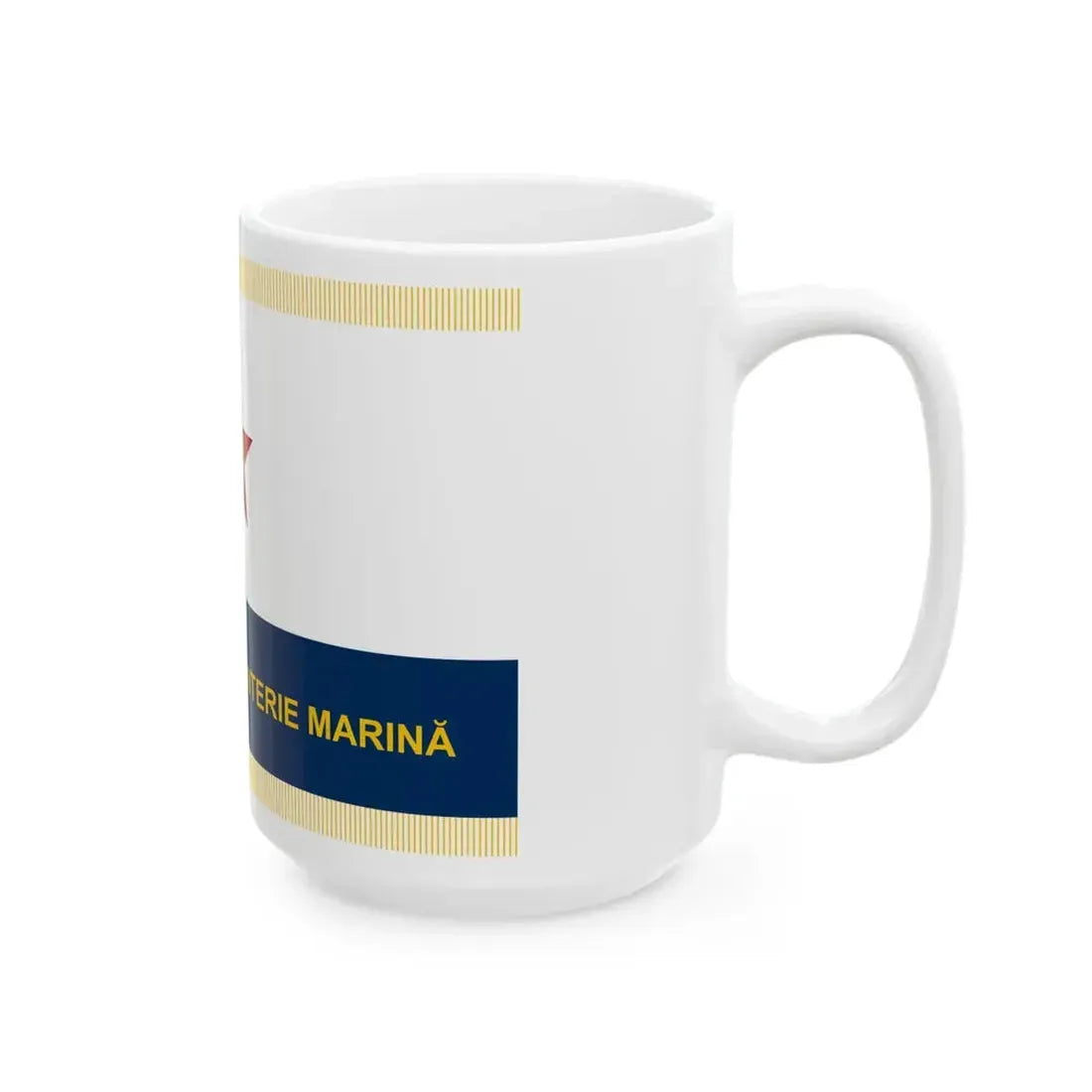 Flag of Naval Force of Romania 1950-1965 reverse (Oman) White Coffee Mug - Go Mug Yourself